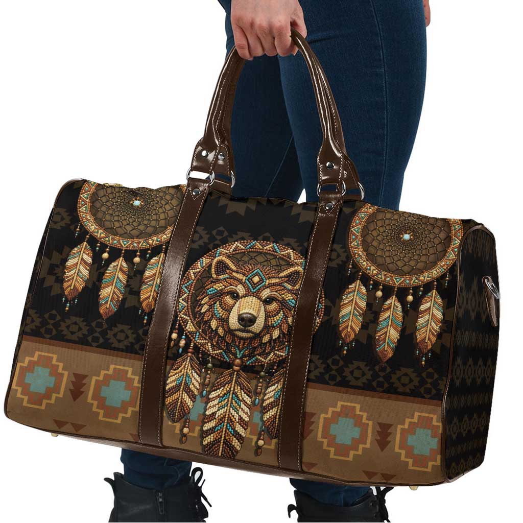 Bear Native American Travel Bag Tribal Feather Dreamcatcher Boho Style