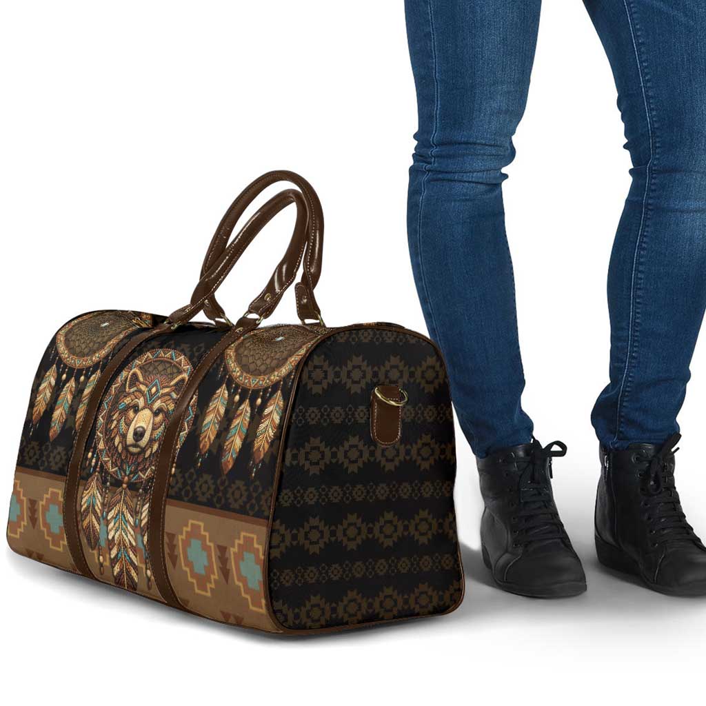 Bear Native American Travel Bag Tribal Feather Dreamcatcher Boho Style