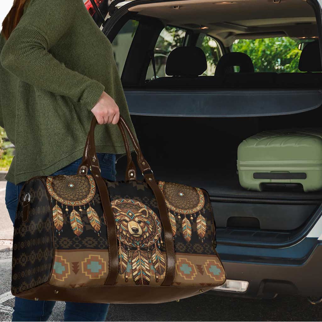 Bear Native American Travel Bag Tribal Feather Dreamcatcher Boho Style
