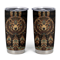 Bear Native American Tumbler Cup Tribal Feather Dreamcatcher Boho Style