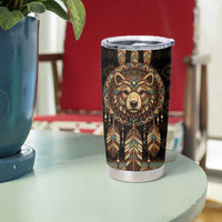 Bear Native American Tumbler Cup Tribal Feather Dreamcatcher Boho Style