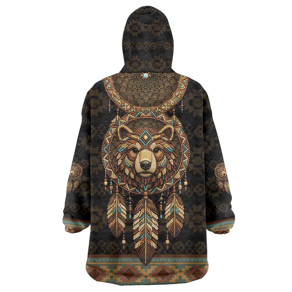 Bear Native American Wearable Blanket Hoodie Tribal Feather Dreamcatcher Boho Style