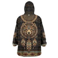 Bear Native American Wearable Blanket Hoodie Tribal Feather Dreamcatcher Boho Style