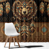 Bear Native American Window Curtain Tribal Feather Dreamcatcher Boho Style