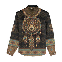 Bear Native American Women Casual Shirt Tribal Feather Dreamcatcher Boho Style