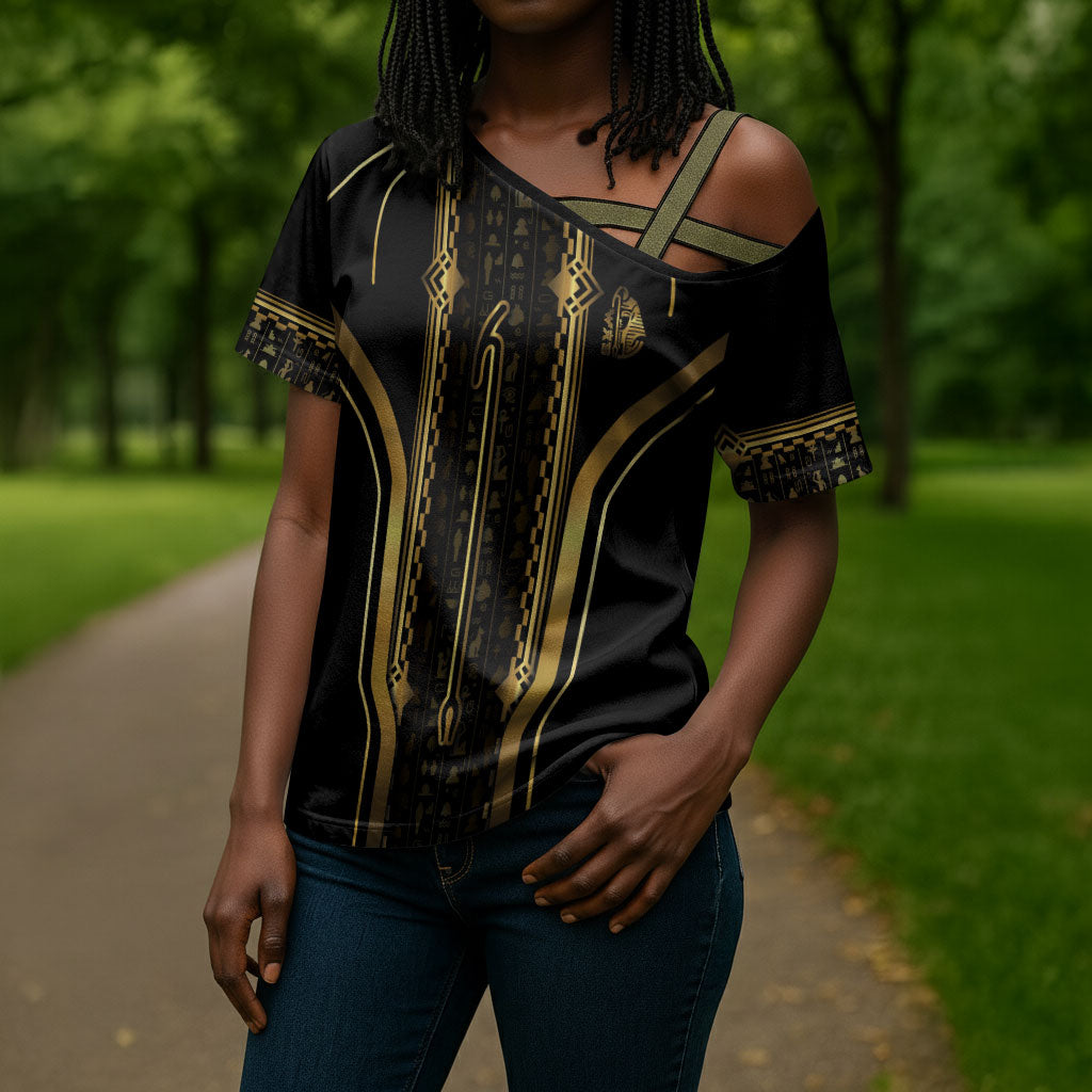 Personalized Egypt Was Sceptre Cross Shoulder Shirt Gold Pharaoh Patterns