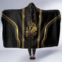 Egypt Was Sceptre Hooded Blanket Gold Pharaoh Patterns