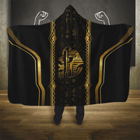 Egypt Was Sceptre Hooded Blanket Gold Pharaoh Patterns