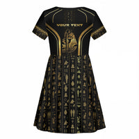 Personalized Egypt Was Sceptre Kid Short Sleeve Dress Gold Pharaoh Patterns