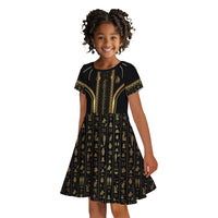 Personalized Egypt Was Sceptre Kid Short Sleeve Dress Gold Pharaoh Patterns