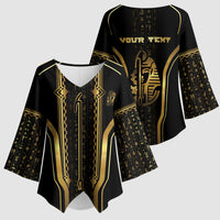 Personalized Egypt Was Sceptre Kimono Sleeve Blouse Gold Pharaoh Patterns