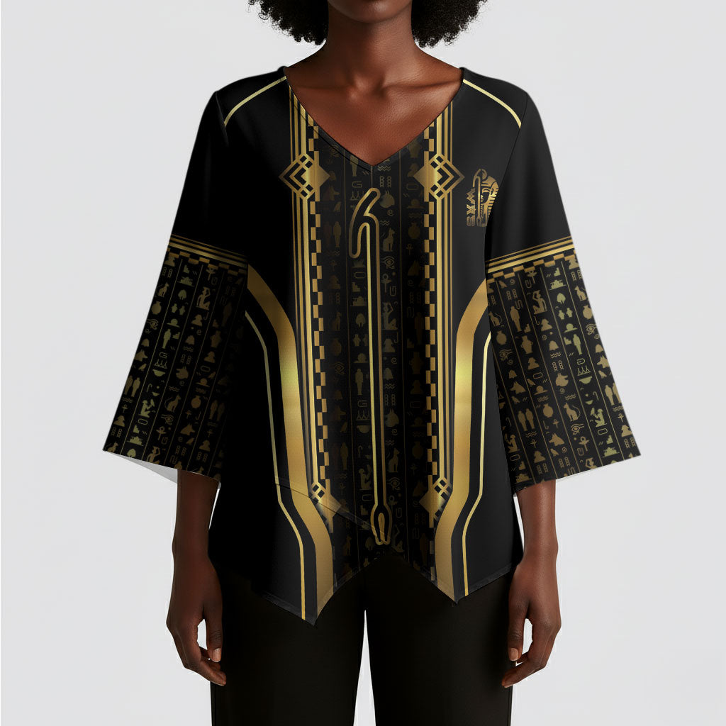 Personalized Egypt Was Sceptre Kimono Sleeve Blouse Gold Pharaoh Patterns