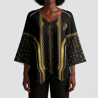 Personalized Egypt Was Sceptre Kimono Sleeve Blouse Gold Pharaoh Patterns