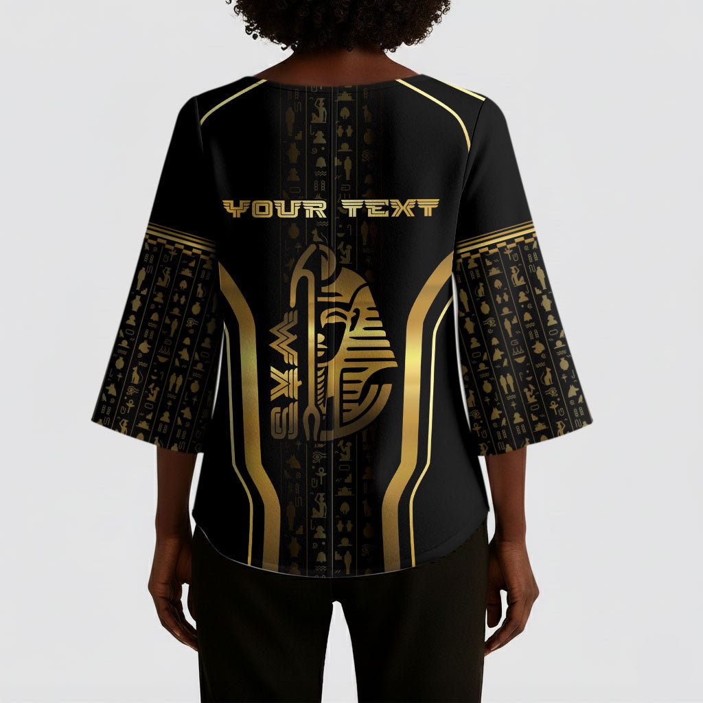 Personalized Egypt Was Sceptre Kimono Sleeve Blouse Gold Pharaoh Patterns