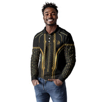 Personalized Egypt Was Sceptre Long Sleeve Polo Shirt Gold Pharaoh Patterns
