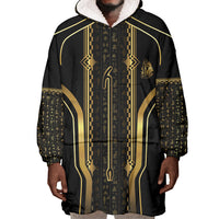 Personalized Egypt Was Sceptre Wearable Blanket Hoodie Gold Pharaoh Patterns