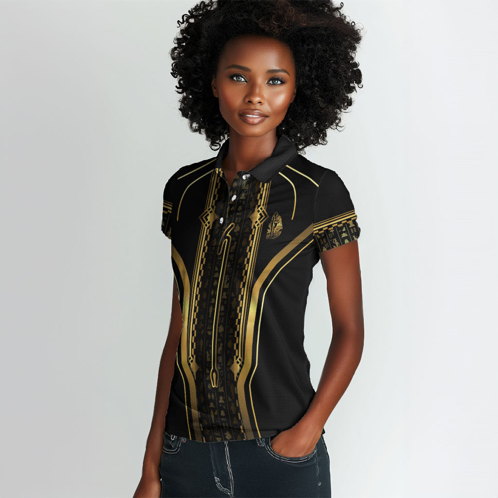 Personalized Egypt Was Sceptre Women Polo Shirt Gold Pharaoh Patterns