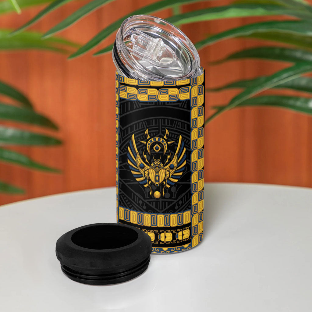 Egypt The Scarab Beetle 4 in 1 Can Cooler Tumbler Winged Solar Amulet Symbol