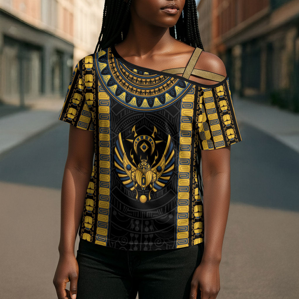 Egypt The Scarab Beetle Cross Shoulder Shirt Winged Solar Amulet Symbol