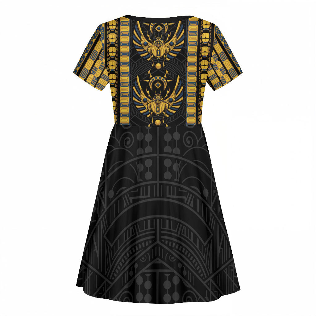 Egypt The Scarab Beetle Kid Short Sleeve Dress Winged Solar Amulet Symbol