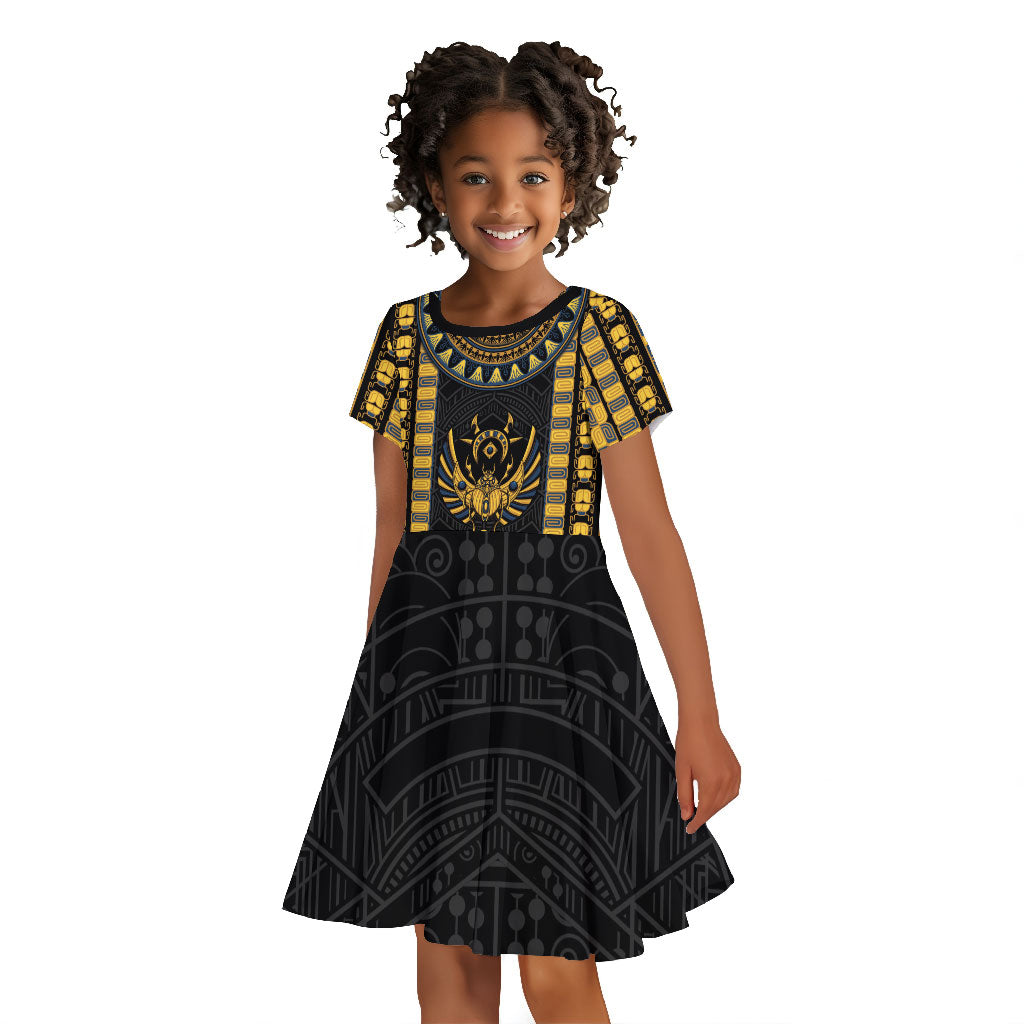 Egypt The Scarab Beetle Kid Short Sleeve Dress Winged Solar Amulet Symbol