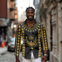 Egypt The Scarab Beetle Long Sleeve Button Shirt Winged Solar Amulet Symbol