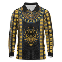 Egypt The Scarab Beetle Long Sleeve Polo Shirt Winged Solar Amulet Symbol