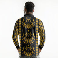 Egypt The Scarab Beetle Long Sleeve Polo Shirt Winged Solar Amulet Symbol