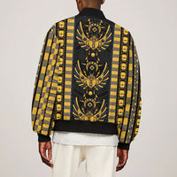 Egypt The Scarab Beetle Sleeve Zip Bomber Jacket Winged Solar Amulet Symbol