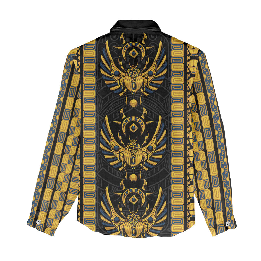 Egypt The Scarab Beetle Women Casual Shirt Winged Solar Amulet Symbol