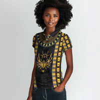 Egypt The Scarab Beetle Women Polo Shirt Winged Solar Amulet Symbol