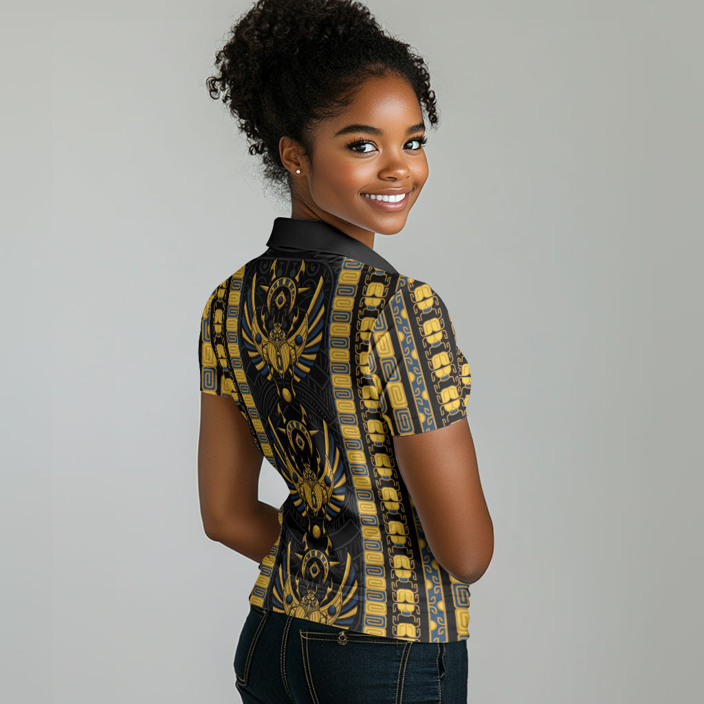 Egypt The Scarab Beetle Women Polo Shirt Winged Solar Amulet Symbol