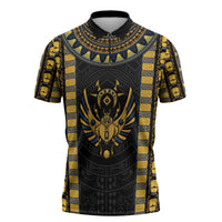Egypt The Scarab Beetle Zipper Polo Shirt Winged Solar Amulet Symbol