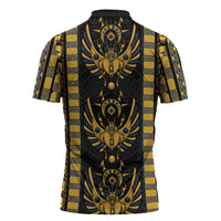 Egypt The Scarab Beetle Zipper Polo Shirt Winged Solar Amulet Symbol