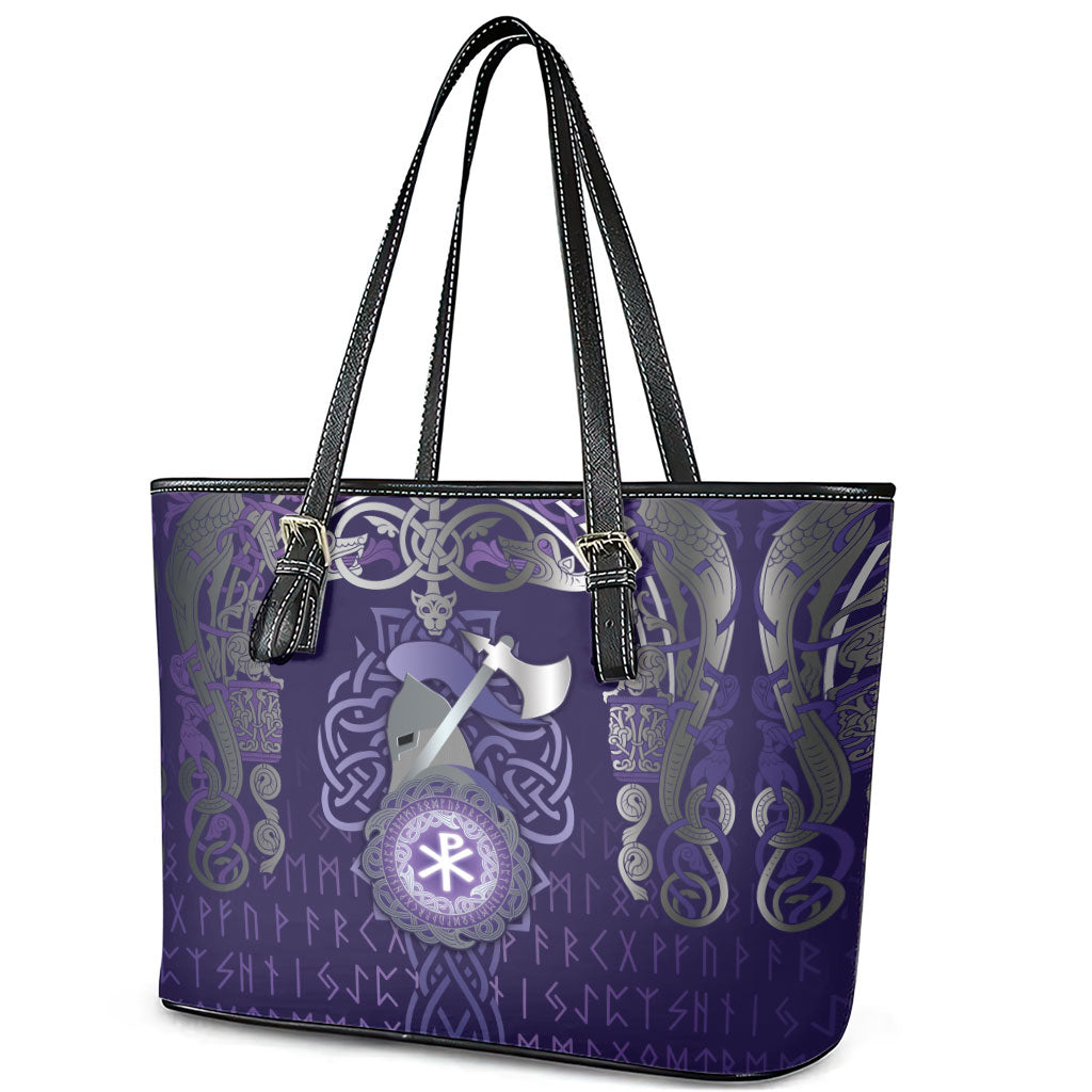 Vikings The Varangian Guard Leather Tote Bag Ancient Chi Rho Symbols