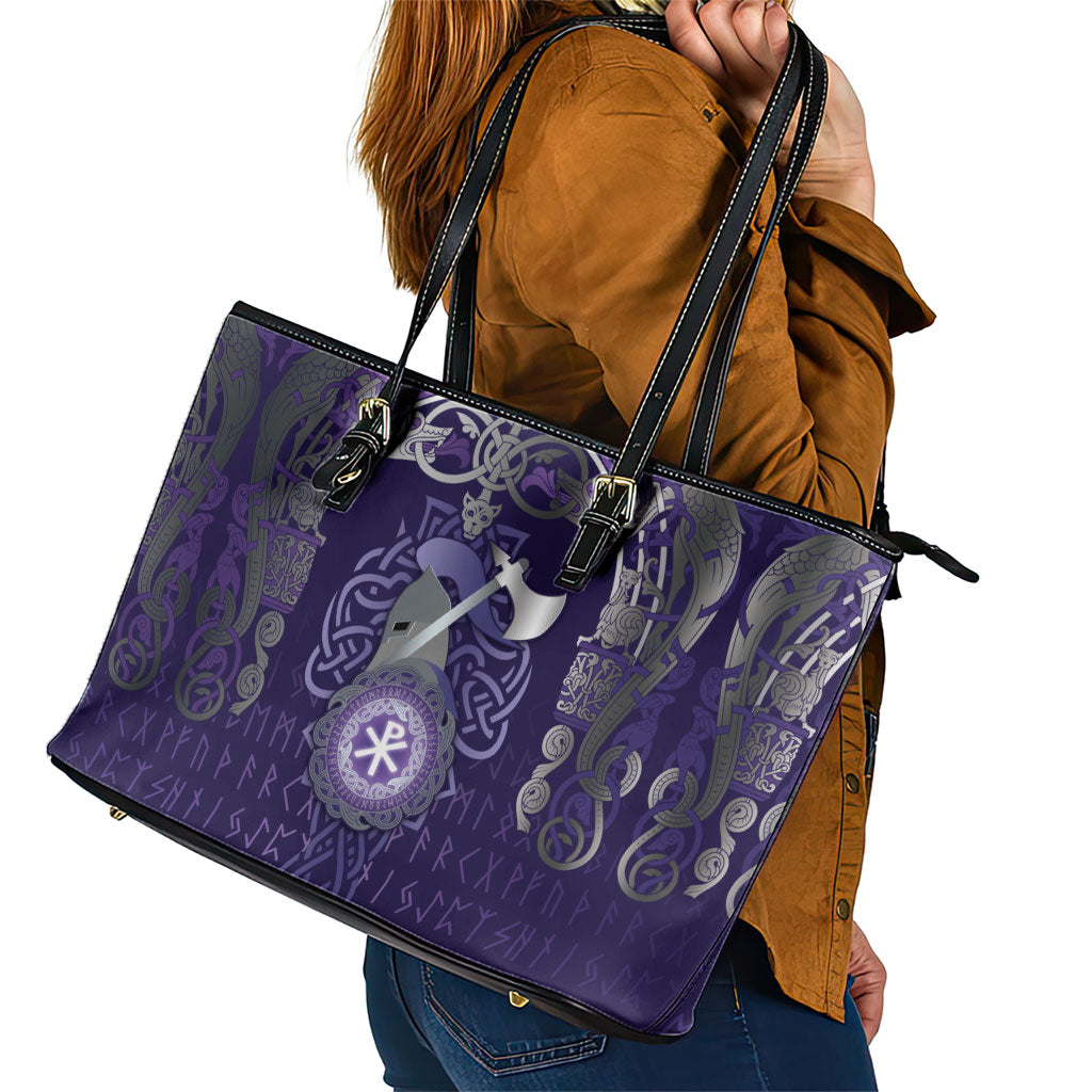 Vikings The Varangian Guard Leather Tote Bag Ancient Chi Rho Symbols