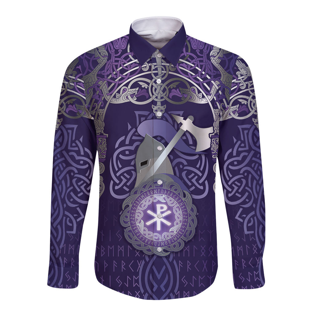 Vikings The Varangian Guard Long Sleeve Button Shirt Ancient Chi Rho Symbols