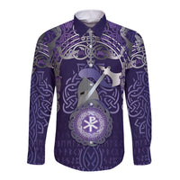 Vikings The Varangian Guard Long Sleeve Button Shirt Ancient Chi Rho Symbols