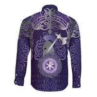 Vikings The Varangian Guard Long Sleeve Button Shirt Ancient Chi Rho Symbols