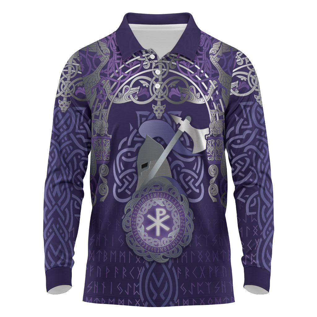 Vikings The Varangian Guard Long Sleeve Polo Shirt Ancient Chi Rho Symbols