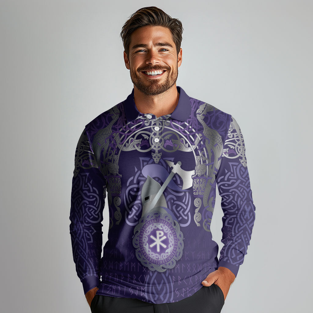 Vikings The Varangian Guard Long Sleeve Polo Shirt Ancient Chi Rho Symbols