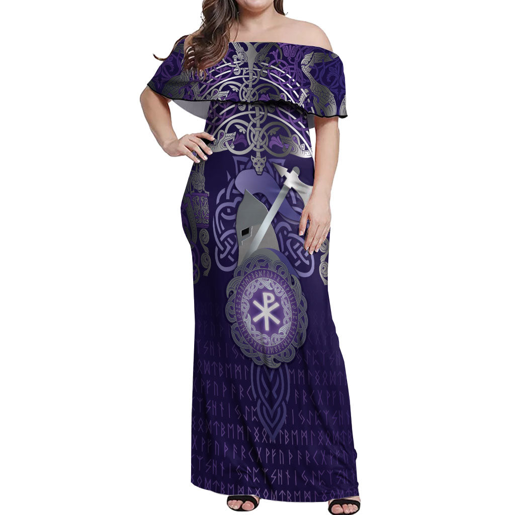 Vikings The Varangian Guard Off Shoulder Maxi Dress Ancient Chi Rho Symbols