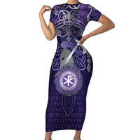 Vikings The Varangian Guard Short Sleeve Bodycon Dress Ancient Chi Rho Symbols