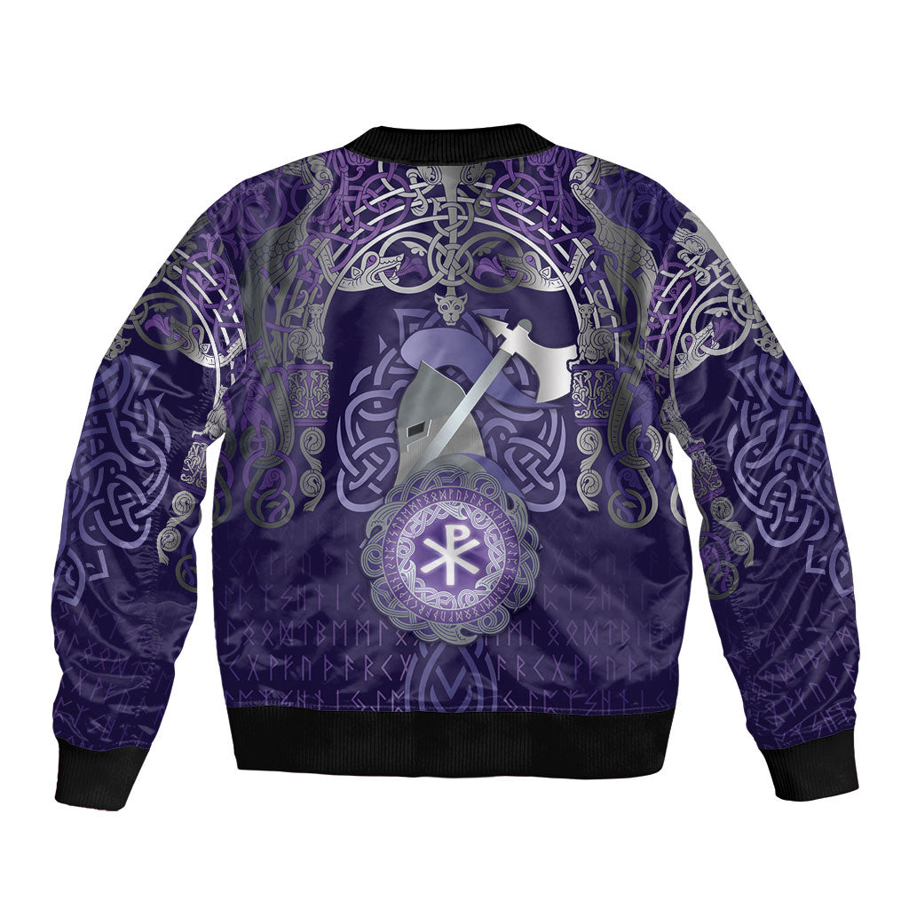 Vikings The Varangian Guard Sleeve Zip Bomber Jacket Ancient Chi Rho Symbols