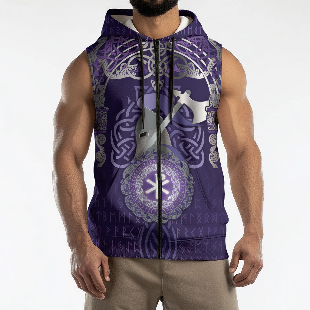Vikings The Varangian Guard Sleeveless Zip Hoodie Ancient Chi Rho Symbols