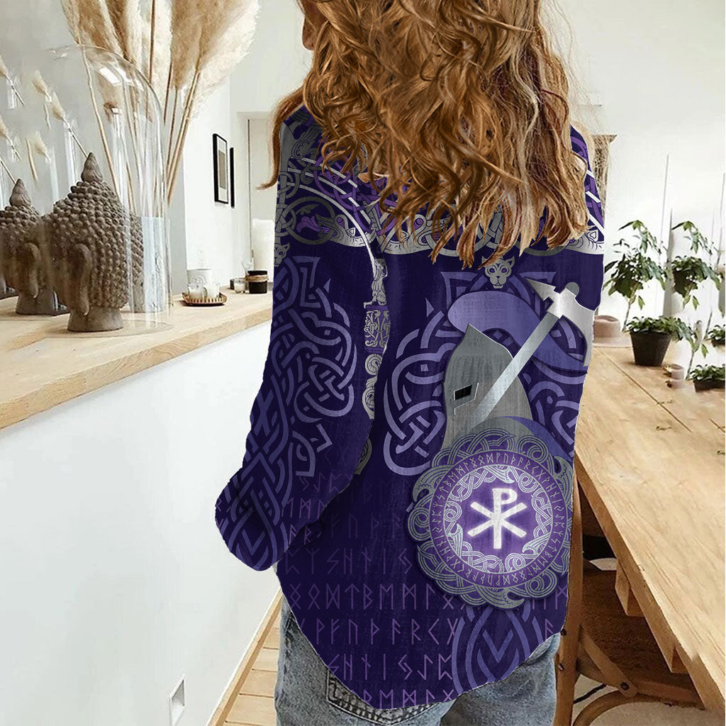 Vikings The Varangian Guard Women Casual Shirt Ancient Chi Rho Symbols