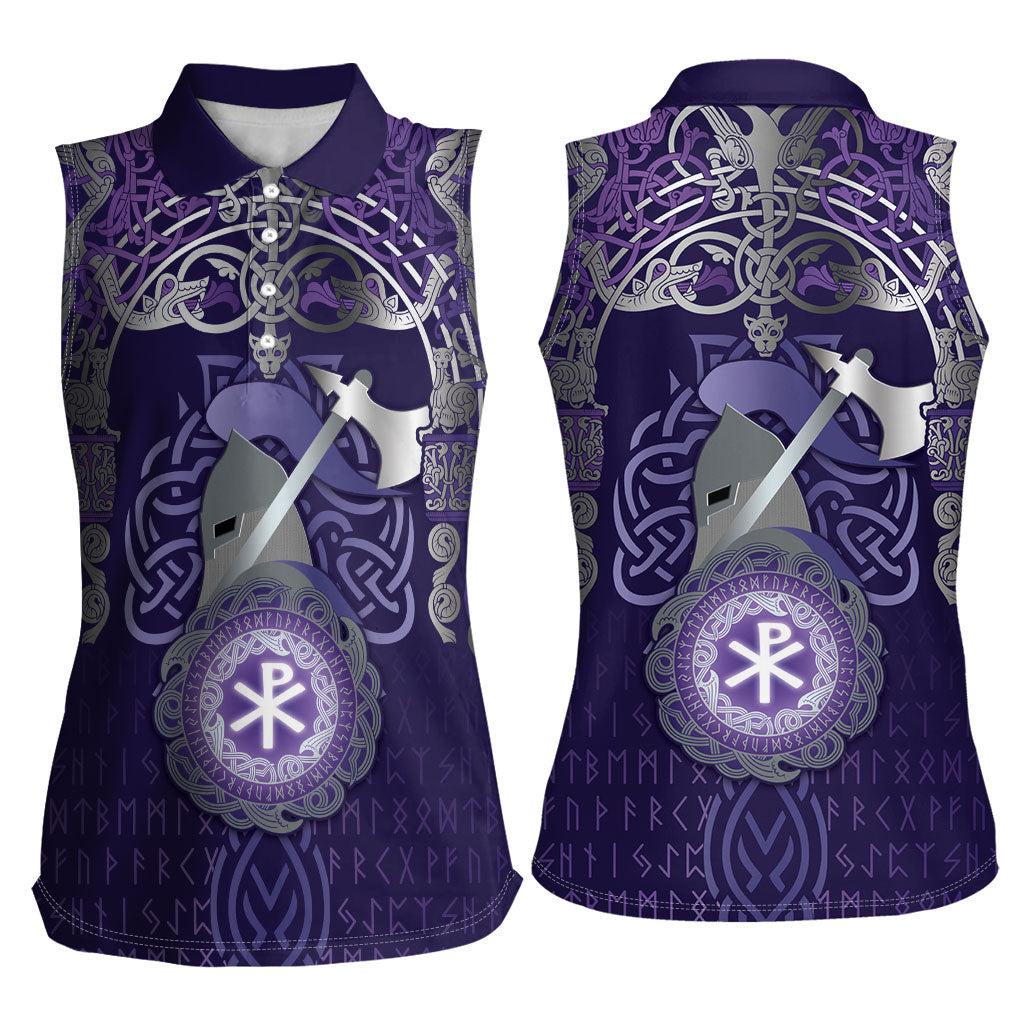Vikings The Varangian Guard Women Sleeveless Polo Shirt Ancient Chi Rho Symbols