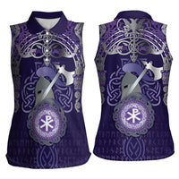 Vikings The Varangian Guard Women Sleeveless Polo Shirt Ancient Chi Rho Symbols
