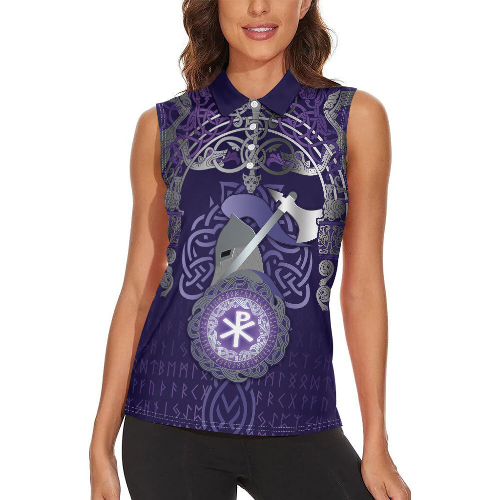Vikings The Varangian Guard Women Sleeveless Polo Shirt Ancient Chi Rho Symbols