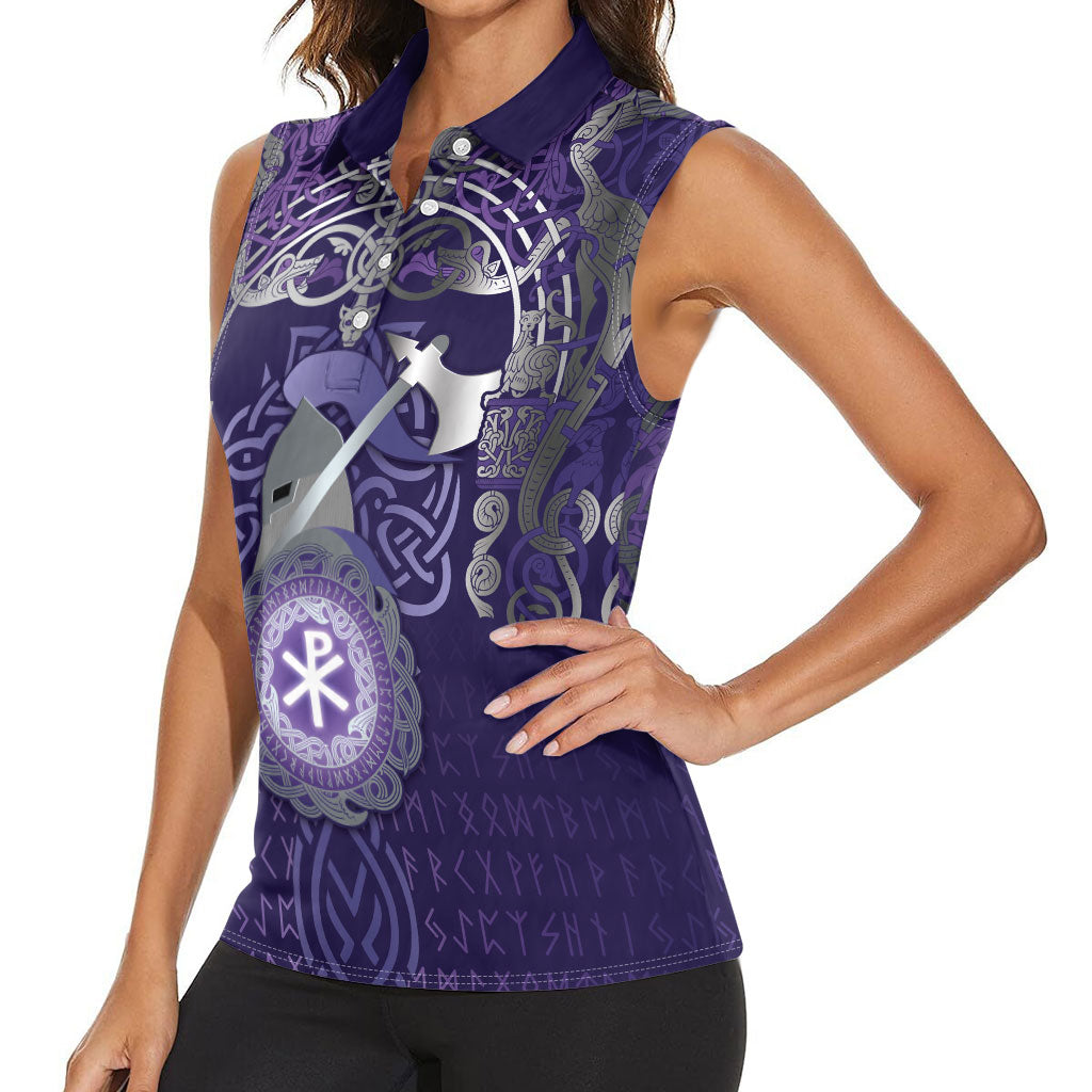 Vikings The Varangian Guard Women Sleeveless Polo Shirt Ancient Chi Rho Symbols